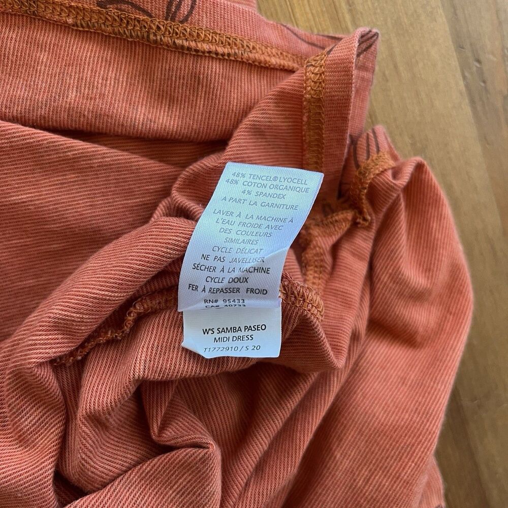 Toad & Co Midi Dress Size XS Samba Paseo Tencel Organic Cotton Burnt Orange Palm - Picture 13 of 16